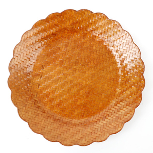 曲庭竹编席面果盘小吃篮子竹制编织糕点心小竹篮摆盘筐茶室收纳盘