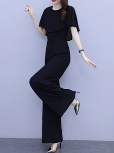 黑色雪纺连体裤女装夏季2024新款连身裤时尚女神范气质显瘦连体衣