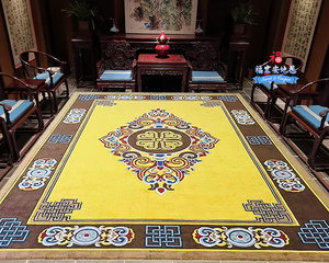 新中式别墅欧美宫廷民族风藏式金黄色寺庙客厅售楼处蒙古羊毛地毯