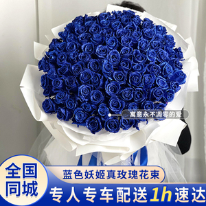 全国蓝色妖姬蓝玫瑰花束鲜花速递上海北京广州成都生日同城配送店