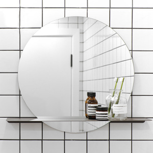 灰方现代简约浴室镜子卫生间洗手台创意圆形贴墙梳妆镜壁挂小圆镜