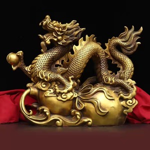 纯铜金龙摆件葫芦水龙聚宝盆龙金钱龙五爪行龙客厅玄关装饰工艺品
