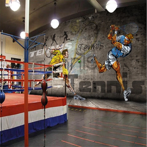 个性网球运动涂鸦健身房背景墙网球文具店装饰运动场主题墙纸娱乐