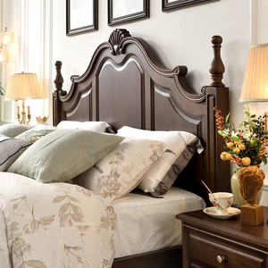 美式床全实木床复古风纯原木核桃木1.8米双人床2米大床主卧室家具