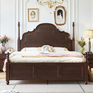 贝拉法式床复古风全实木床美式床1.8米双人床主卧储物高箱2米大床