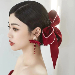 头饰红色结婚饰品敬酒中式韩式婚纱礼服写真影楼化妆配饰头钗1人付款