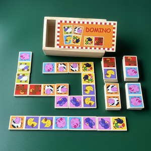 儿童早教木制动物接龙游戏智力拼图积木3-6岁水果配对益智力玩具