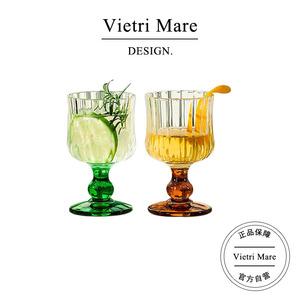 Vietri Mare玻璃杯复古高脚果汁杯中古酒杯高级感送礼杯子丨缪斯
