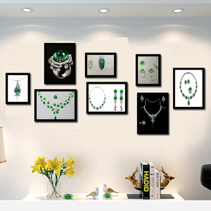 翡翠照片墙组合画珠宝店装饰画 玉器店海报 挂画 首饰店无框画