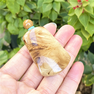 桃子家优质缅甸琥珀原矿白根无事牌瓷白花根妖花吊坠男女挂坠