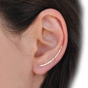 14k包金925银U型垂面耳钉银饰大气纯银耳夹女个性潮新品欧美耳环