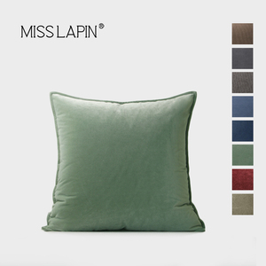 澜品现代简约灰蓝绿红色绒布抱枕轻奢客厅沙发样板间卧室靠枕靠包