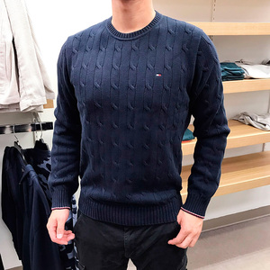 新款tommy hilfiger 汤米代购正品男式纯棉复古麻花毛衣针织衫