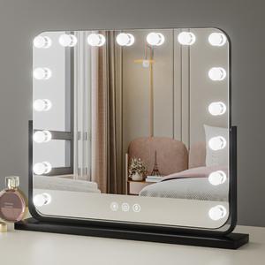 化妆镜led带灯桌面梳妆台镜充电家用卧室智能旋转补光镜台式镜子