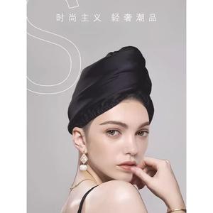 缎面干发帽女2024新款丝绸双层浴帽加大厚超强吸水毛巾速干包头巾