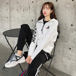 n a纳迪亚夹克衫op12816情侣款简约舒适字母撞色印花连帽外套卫衣