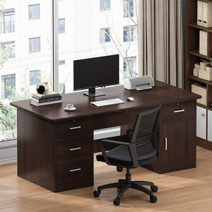 办公桌带锁家用电脑桌台式简约桌子工作台带抽屉书桌职员桌椅组合