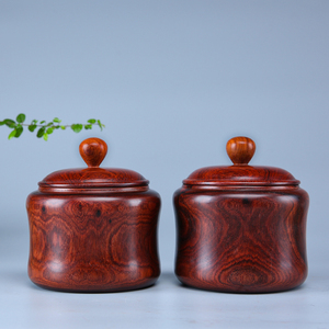 缅甸黄花梨实木茶叶罐红木储茶罐复古家用密封罐茶桶木质中式茶盒