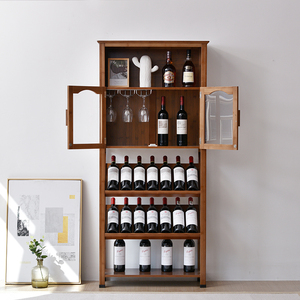 红酒柜斜放玻璃门酒杯架简约客厅餐厅家用小型落地洋酒酒瓶储物柜