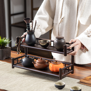 茶杯架子桌面茶具紫砂壶工艺品摆放展示收纳双层置物小型博古架