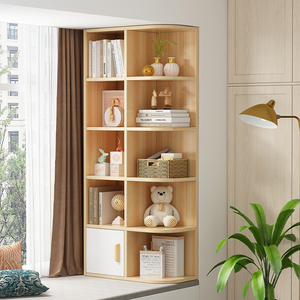 飘窗置物架实木阳台储物柜转角收纳柜现代简约书架窗台靠墙矮柜子