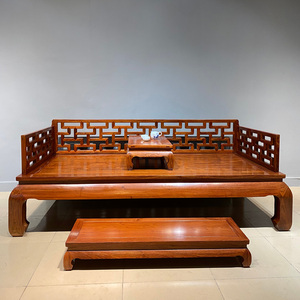 中式仿古刺猬紫檀万字罗汉床三件套红木花梨木沙发床中山古典家具