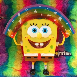 美国 海绵宝宝 spongebob 彩虹表情 手办公仔摆件 派大星