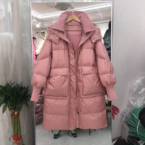 贝贝款羽绒服女中长款反季特价清仓韩版宽松过膝加厚白鸭绒外套潮