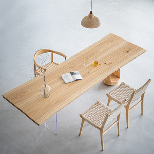 005人付款淘宝北欧白蜡木极简书桌长桌全实木原木色餐桌简约现代桌子