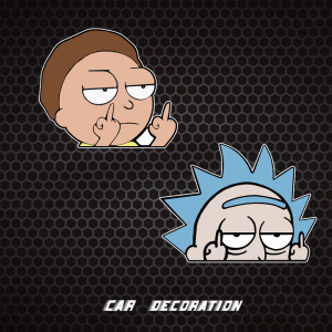 次元鄙视中指车贴划痕遮挡瑞克和莫蒂车窗玻璃装饰反光贴纸39人付款5