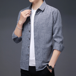 衬衫棉麻男士商务休闲