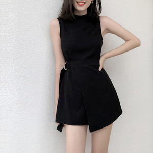 黑色连体短裤女雪纺2024夏季新款高腰显瘦小个子时尚工装连衣裤潮