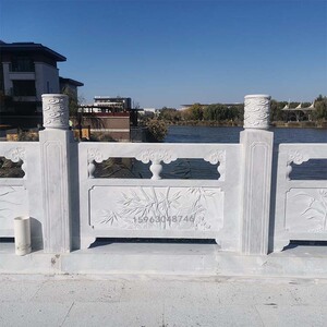 汉白玉石栏杆庭院别墅石雕围栏河道寺庙青石仿古石栏板花岗岩护栏