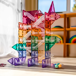 澳洲彩窗connetix磁力片轨道马卡龙儿童益智磁铁管道宝宝积木玩具