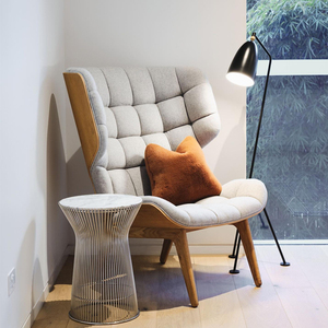 意式极简单人沙发椅北欧休闲椅实木客厅老虎椅家用现代简约猛犸象