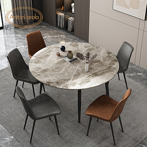 岩板伸缩餐台家用方可调节变圆形餐桌椅意式多功能折叠饭桌小户型