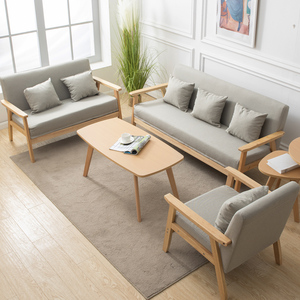 简约现代单人沙发椅子日式布艺小户型出租房简易北欧双三人木沙发