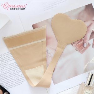 qmomo一片式c字裤黏贴无痕礼服隐形贴身t裤诱惑性感私密女u型内裤