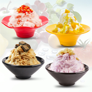 a5密胺刨冰碗彩色绵绵冰碗水果捞碗黑色雪花冰碗甜品店用瓷餐具