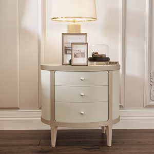 璞博家具实木床头柜卧室床头收纳储物浅色柜子美式轻奢品质奢华型