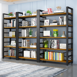 书架落地多层客厅加固储物架展示架现代简约钢木货架书柜架置物架
