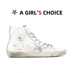 2022韩版小脏鞋做旧小白鞋高帮板鞋 白色银星 牛皮透气系带男女鞋