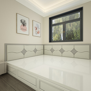 榻榻米软包墙围现代简约卧室背景墙床头靠背定制皮革防撞贴自粘