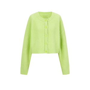 SH&UR2023秋冬新款绿色时髦小清新风针织宽松开衫女外套UWV930023