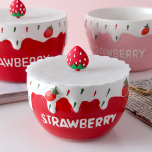 食品级软杯盖通用硅胶水杯盖子配件马克杯盖子防尘杯子盖草莓碗盖