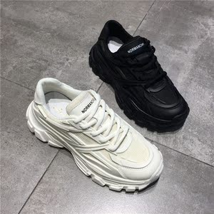 真皮老爹鞋女ins潮2021春新款单鞋超火防滑厚底运动休闲学院白鞋