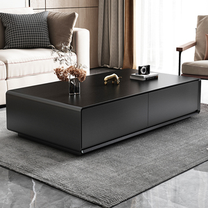 极简现代简约小户型茶几家用客厅创意长方形黑色小茶桌轻奢高级感