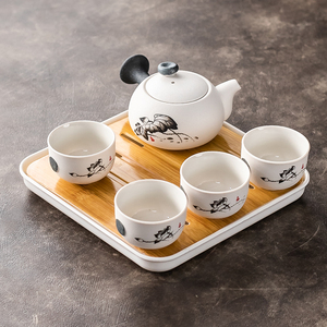 功夫茶具套装特价雪花釉茶具整套带茶盘客厅家用日式小套装茶壶