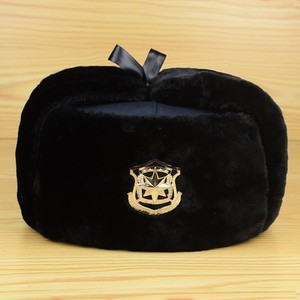 保安棉帽冬季帽子藏蓝色雷锋帽加厚加绒男东北物业执勤防寒护耳帽