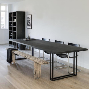 实木工作台桌子工业风会议桌长桌铁艺电脑桌黑色办公桌简约长桌子